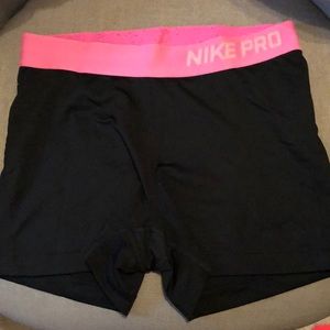 Nike pro shorts - black with bubblegum pink band
